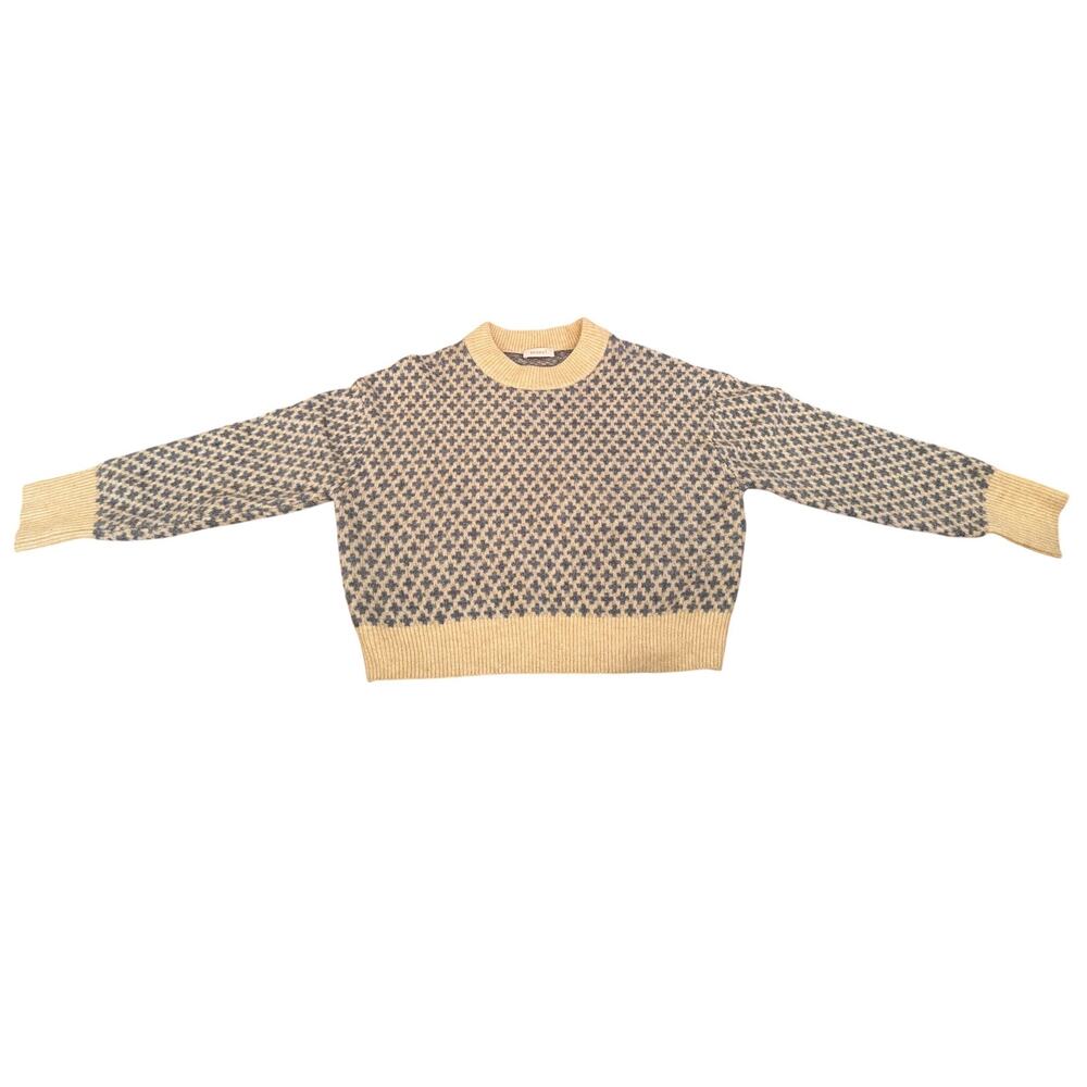 Kookai Alice Jacquard Blue & Cream Crewneck Sweater Size 1